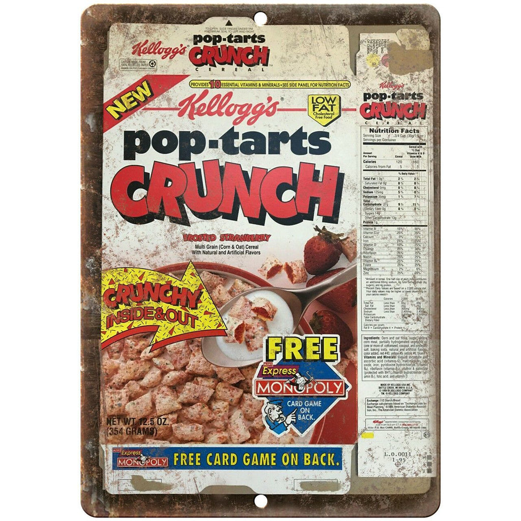 Kelloggs Pop Tarts Crunch Cereal Box Art 9" x 12" Reproduction Metal Sign N373