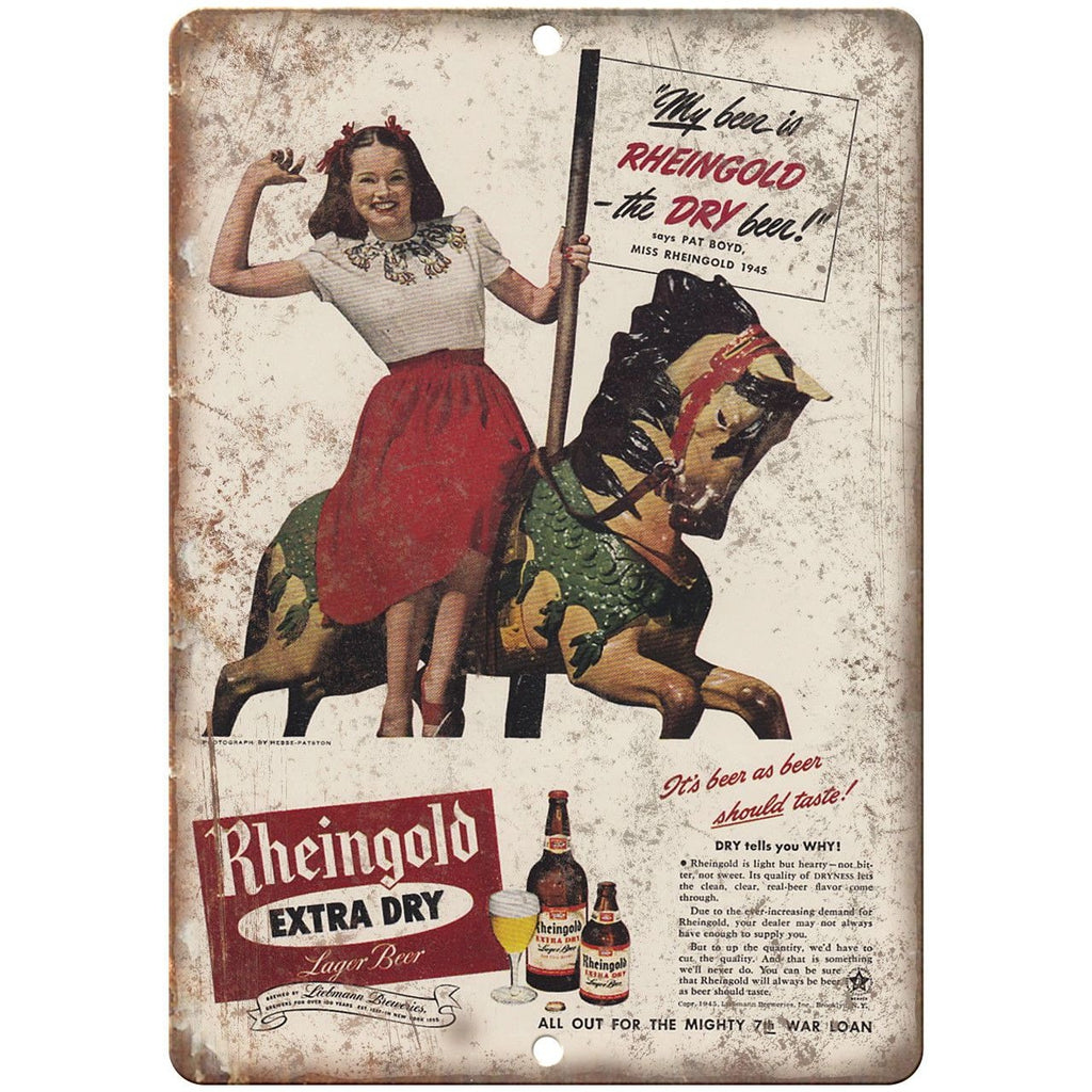 Rheingold Lager Beer Vintage Breweriana Ad Metal Sign E76