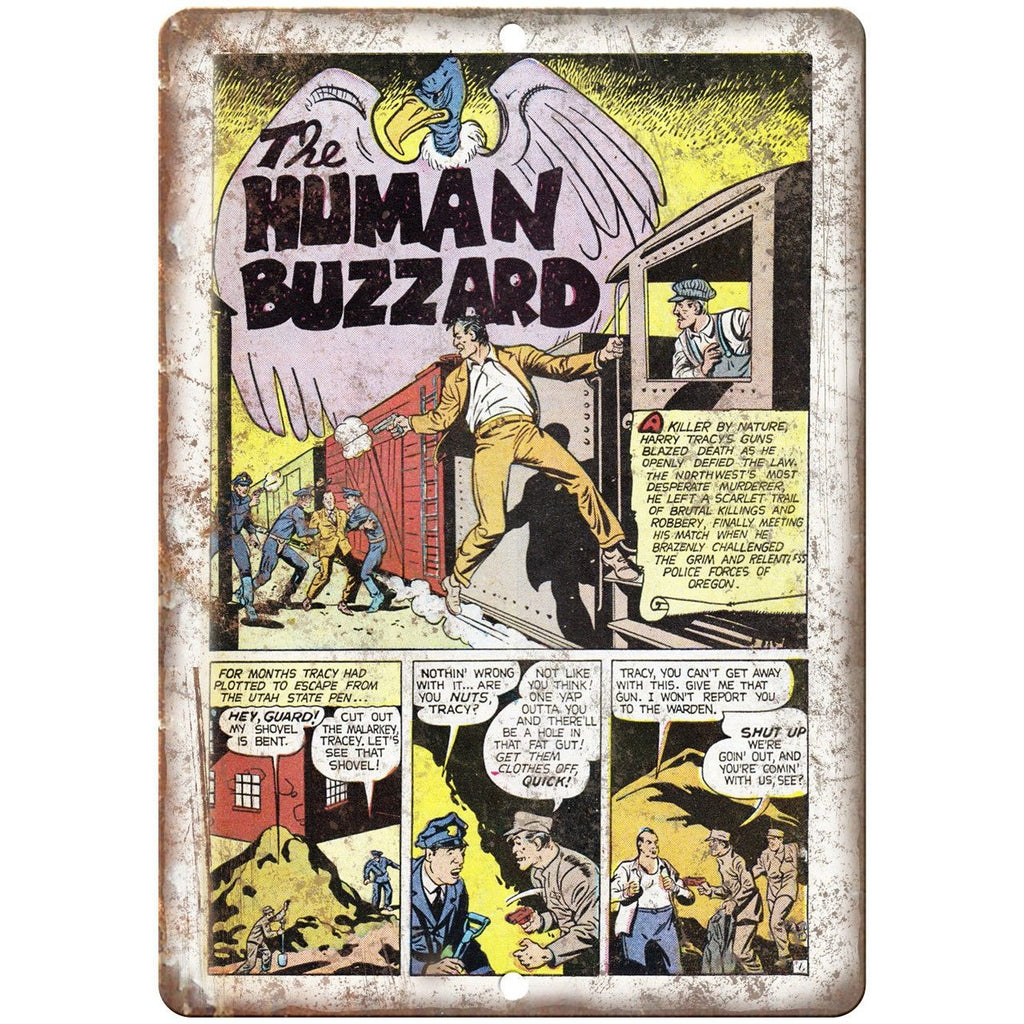 Penalty! The Human Buzzard Comic Strip 10" X 7" Reproduction Metal Sign J353