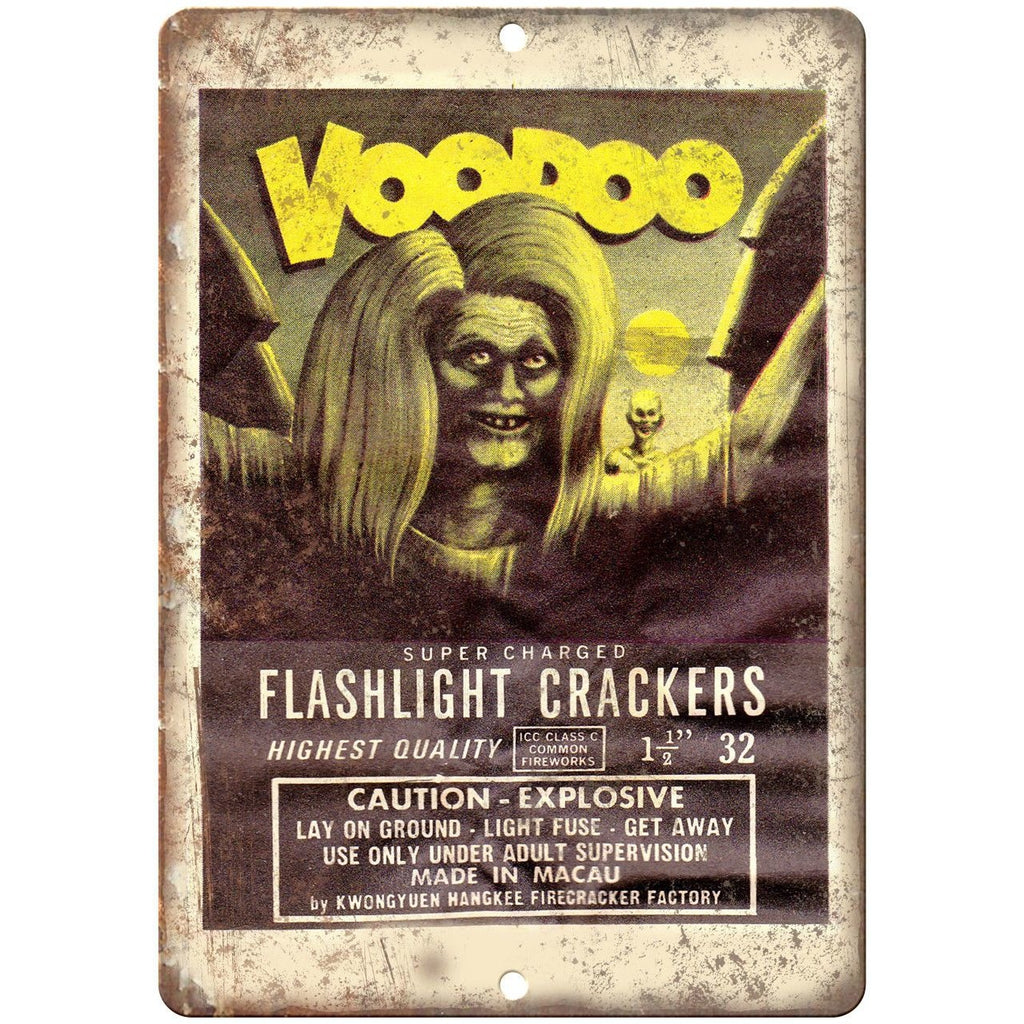 Voodoo Firecracker Package Art 10" X 7" Reproduction Metal Sign ZD54