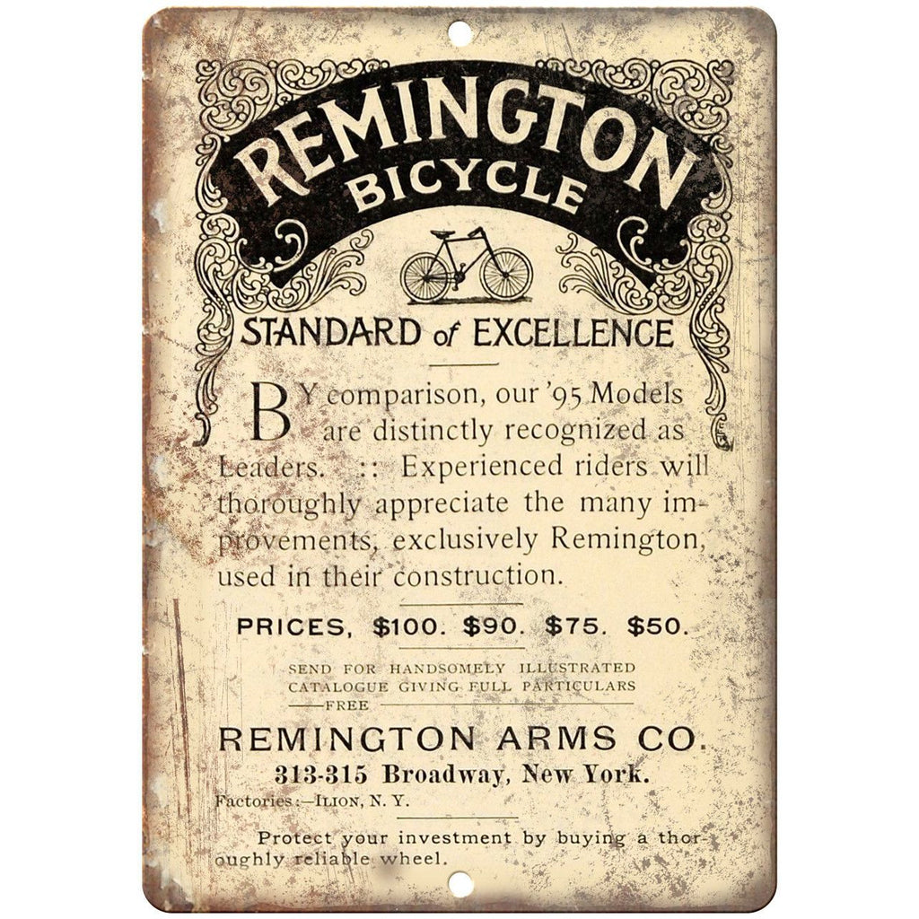 Remington Arms Co. Bicycle Vintage Art Ad 10" x 7" Reproduction Metal Sign B430