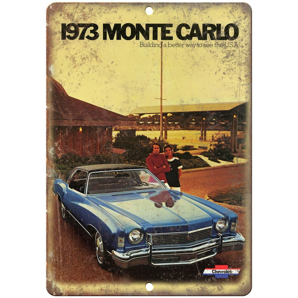 1973 Chevy Monte Carlo Vintage Ad 10" x 7" Reproduction Metal Sign