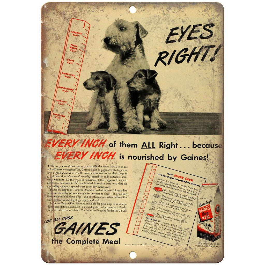 Gaines Dog Meal Vintage Puppy Ad 10" X 7" Reproduction Metal Sign N363
