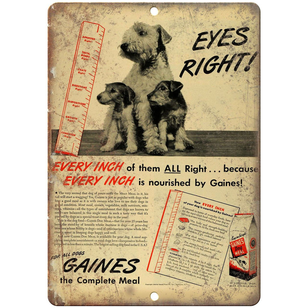 Gaines Dog Meal Vintage Puppy Ad 9" x 12" Reproduction Metal Sign N363