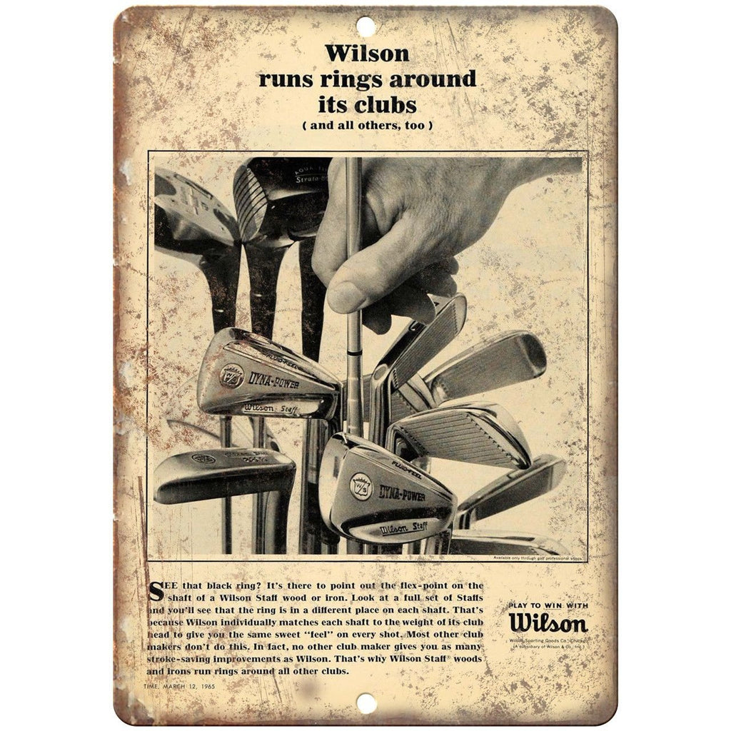 Wilson Golf Club Vintage Ad 10" x 7" Reproduction Metal Sign X113