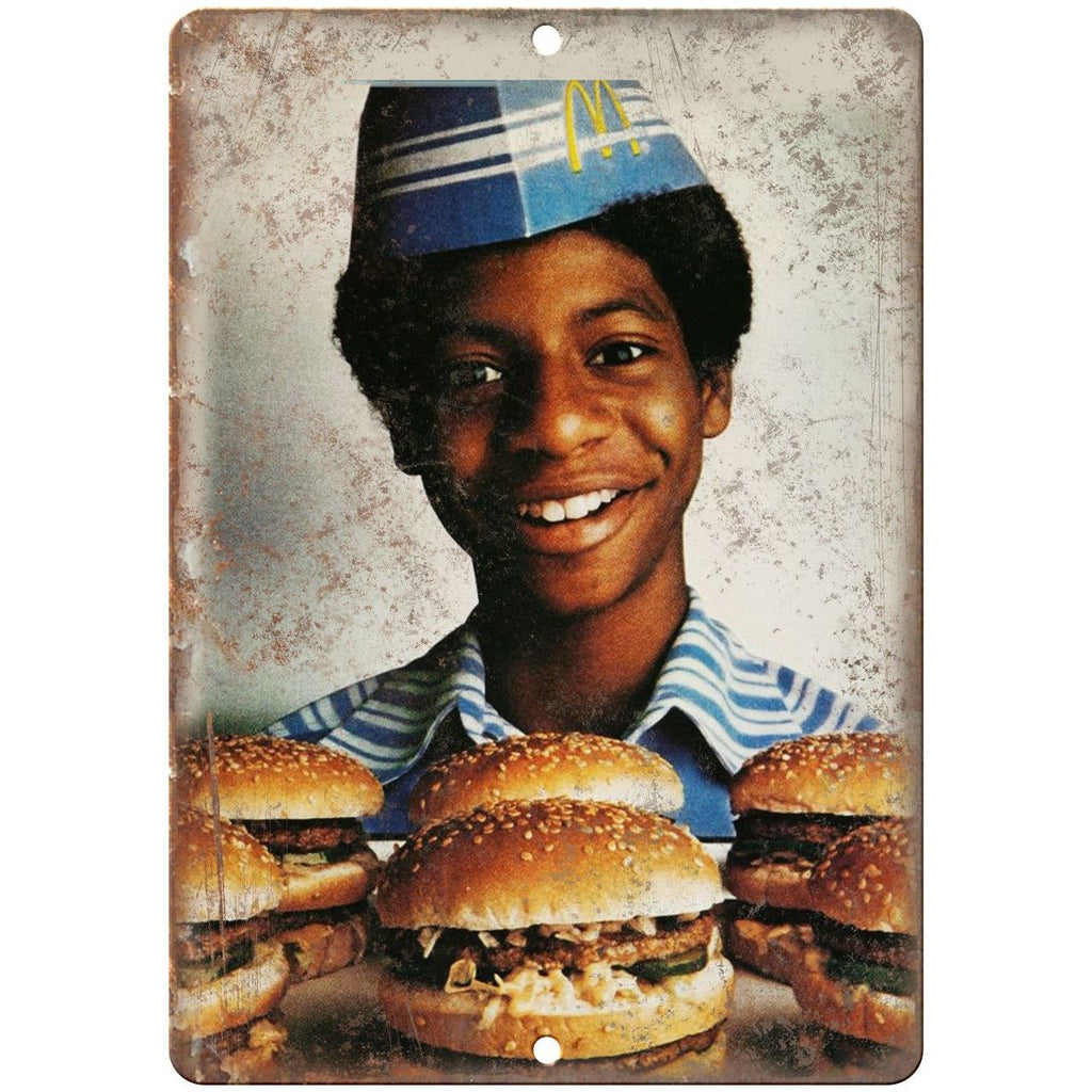 McDonalds Vintage Teenage Worker Big Mac 10" X 7" Reproduction Metal Sign N182