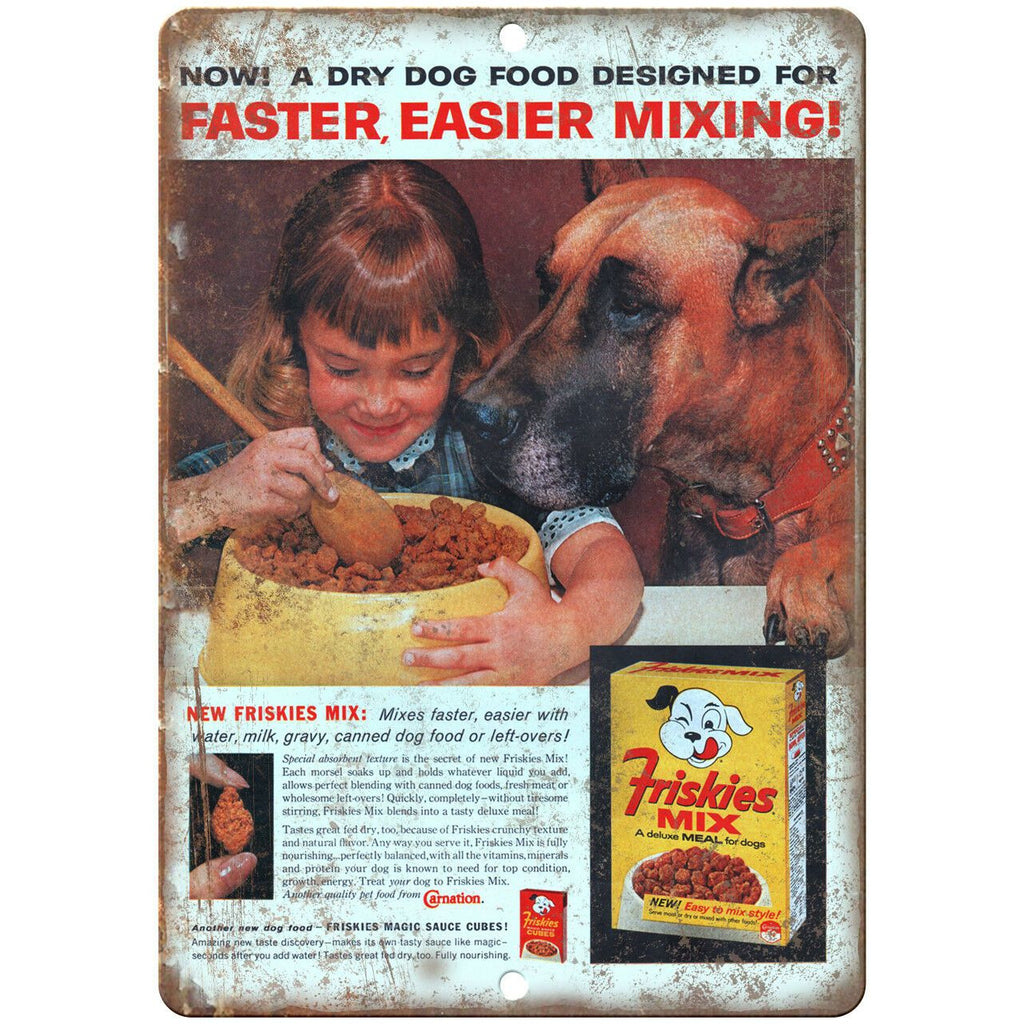 Great Dane Friskies Dog Food Vintage Ad 10" X 7" Reproduction Metal Sign N360
