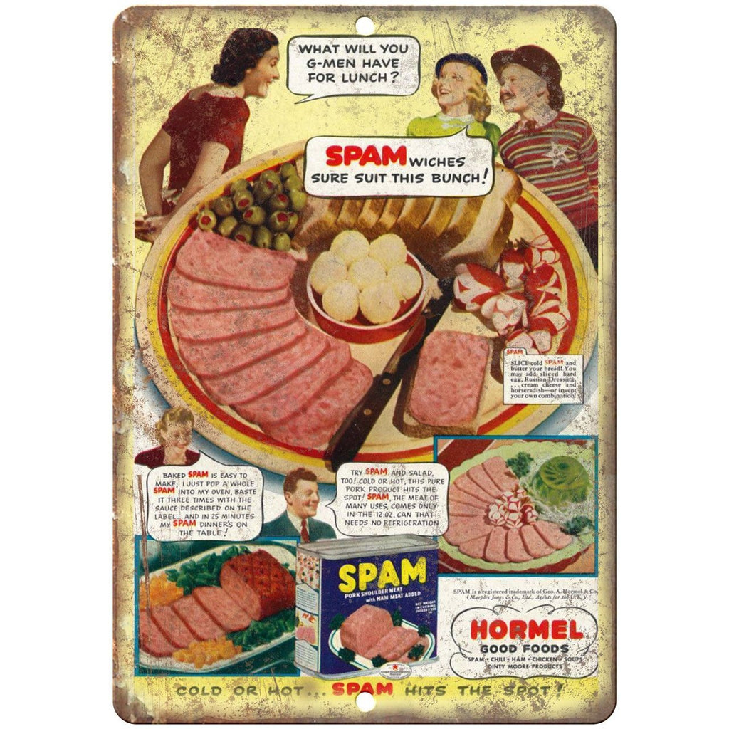 Hormel Spam Pork Shoulder Ham Ad 10" X 7" Reproduction Metal Sign N53