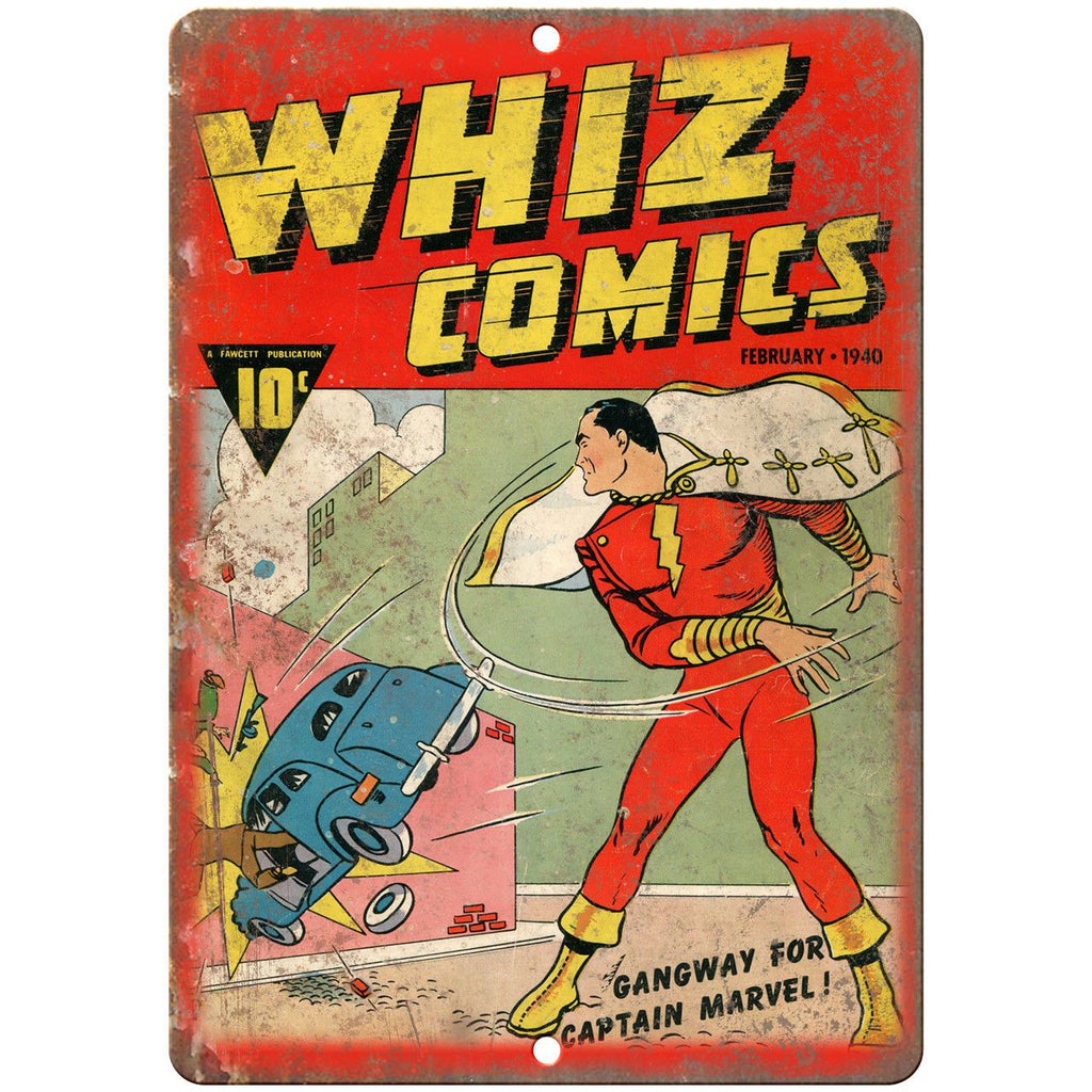 Whiz Comics Book Cover Vintage Art 10" x 7" Reproduction Metal Sign J700