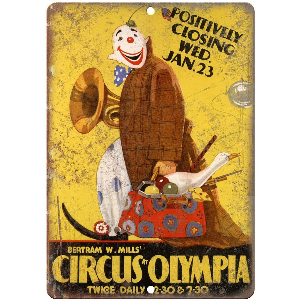 Circus At Olympia Bertram W. Mills 10" X 7" Reproduction Metal Sign ZH43