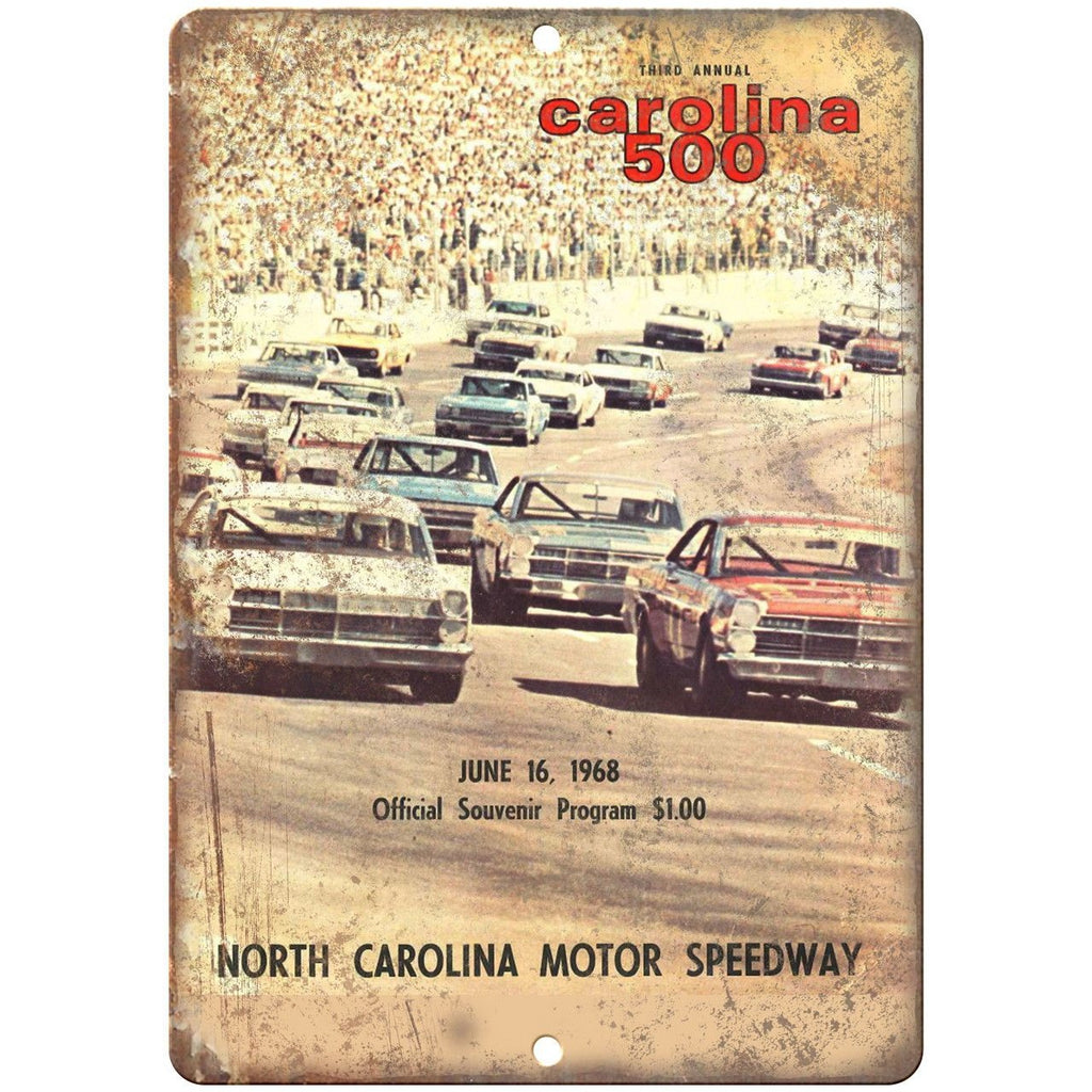 1968 Carolina 500 Motor Speedway Program 10" X 7" Reproduction Metal Sign A636
