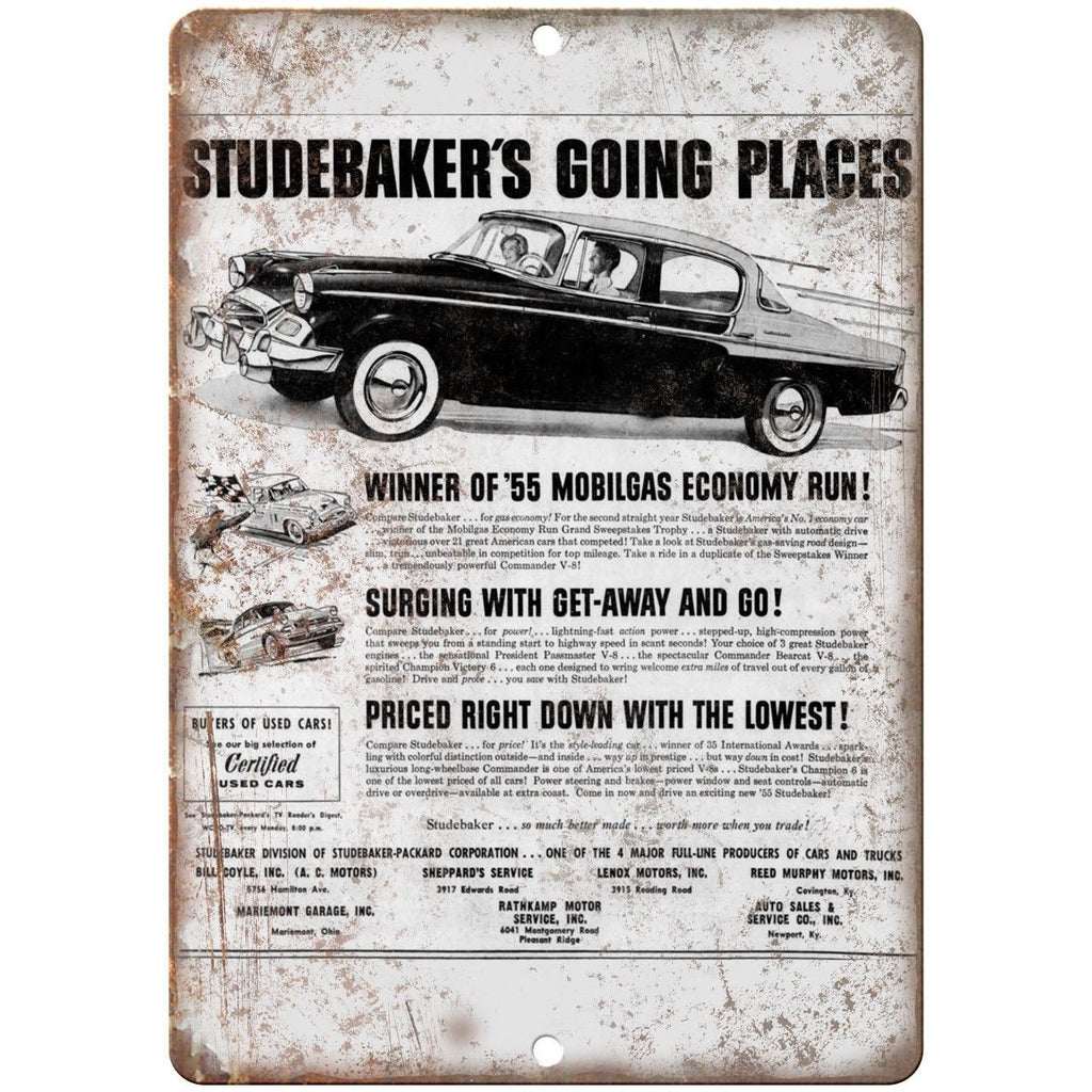 1955 Studebaker Vintage Car Ad 10" x 7" Reproduction Metal Sign A449