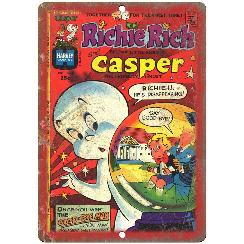 Richie Rich Casper Friendly Ghost Comic 10" X 7" Reproduction Metal Sign J186