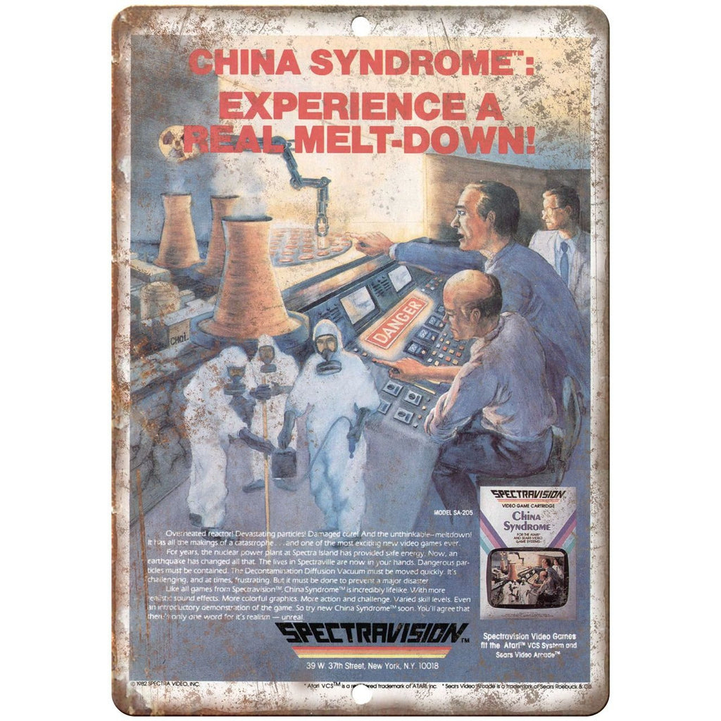 Spectuavision Video Game China Syndrome RARE 10" x 7" reproduction metal sign