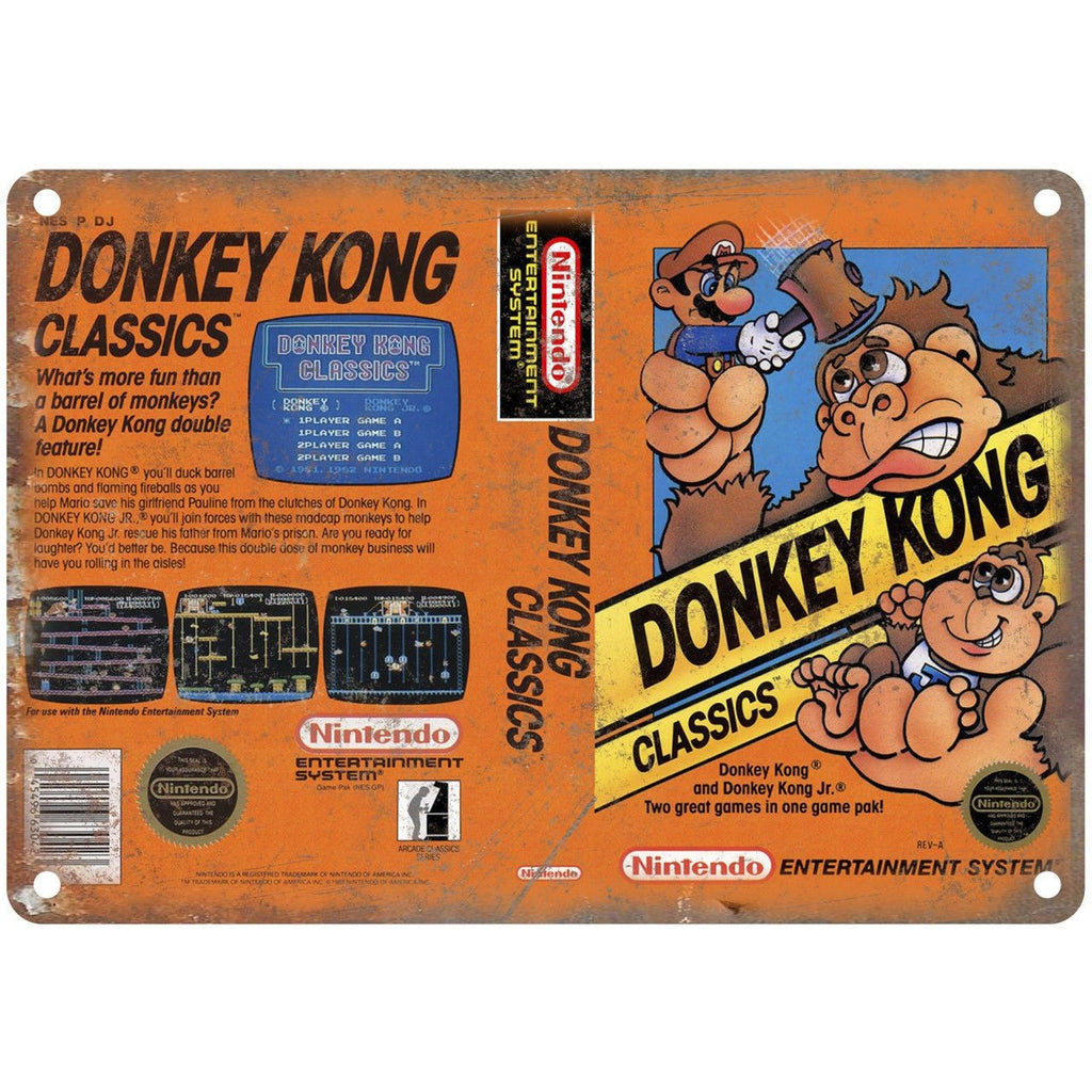 Nintendo NES Donkey Kong Box Art 10" x 7" Reproduction Metal Sign G127