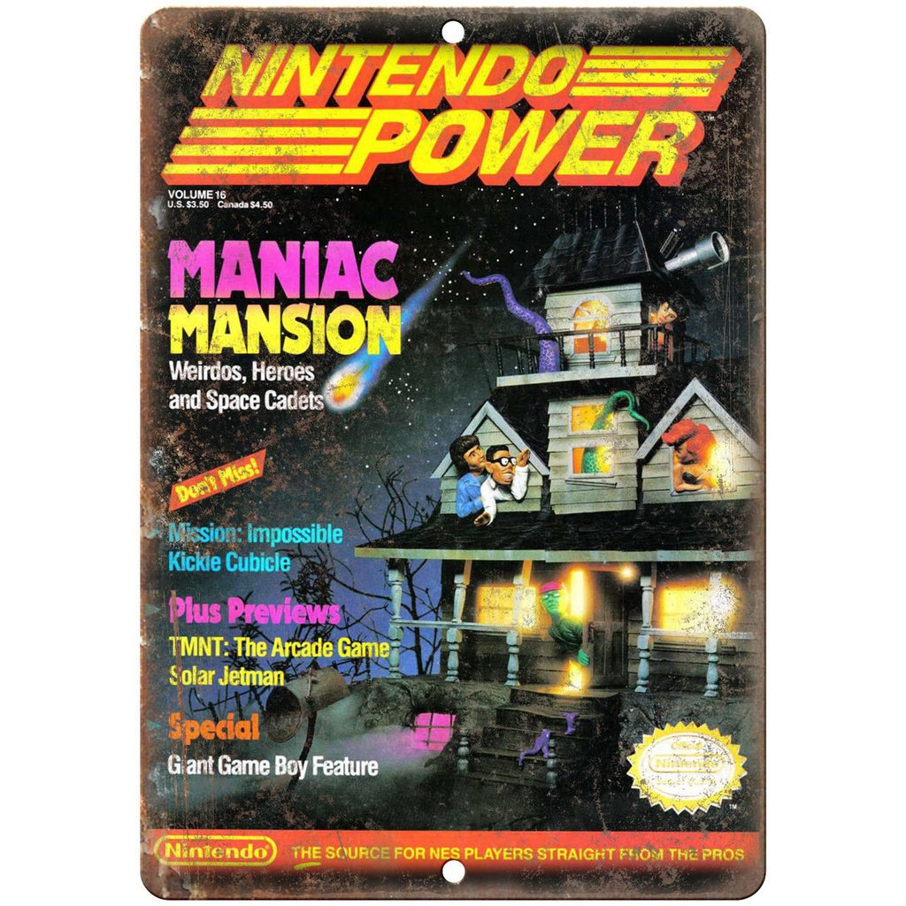 Nintendo Power Maniac Mansion Cover Art 10" x 7" Reproduction Metal Sign G260