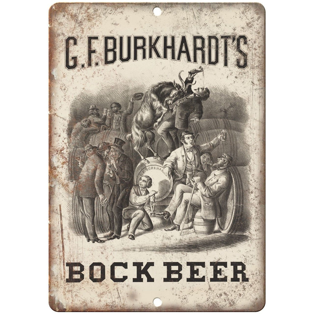 GF Burkhardt's Bock Beer Man Cave D‚àö¬©cor 9" x 12" Reproduction Metal Sign E211