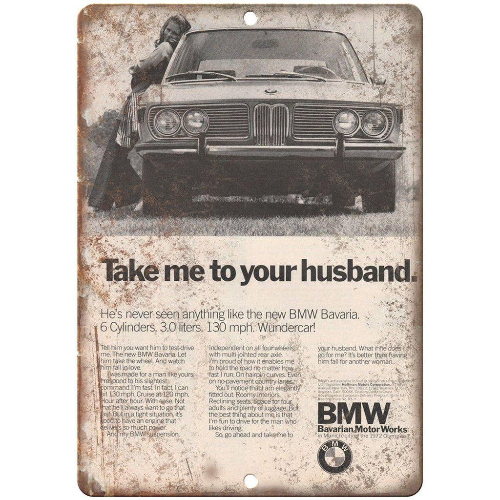 1972 BMW Bavarian Motor Works Vintage Ad 10" x 7" Reproduction Metal Sign A105