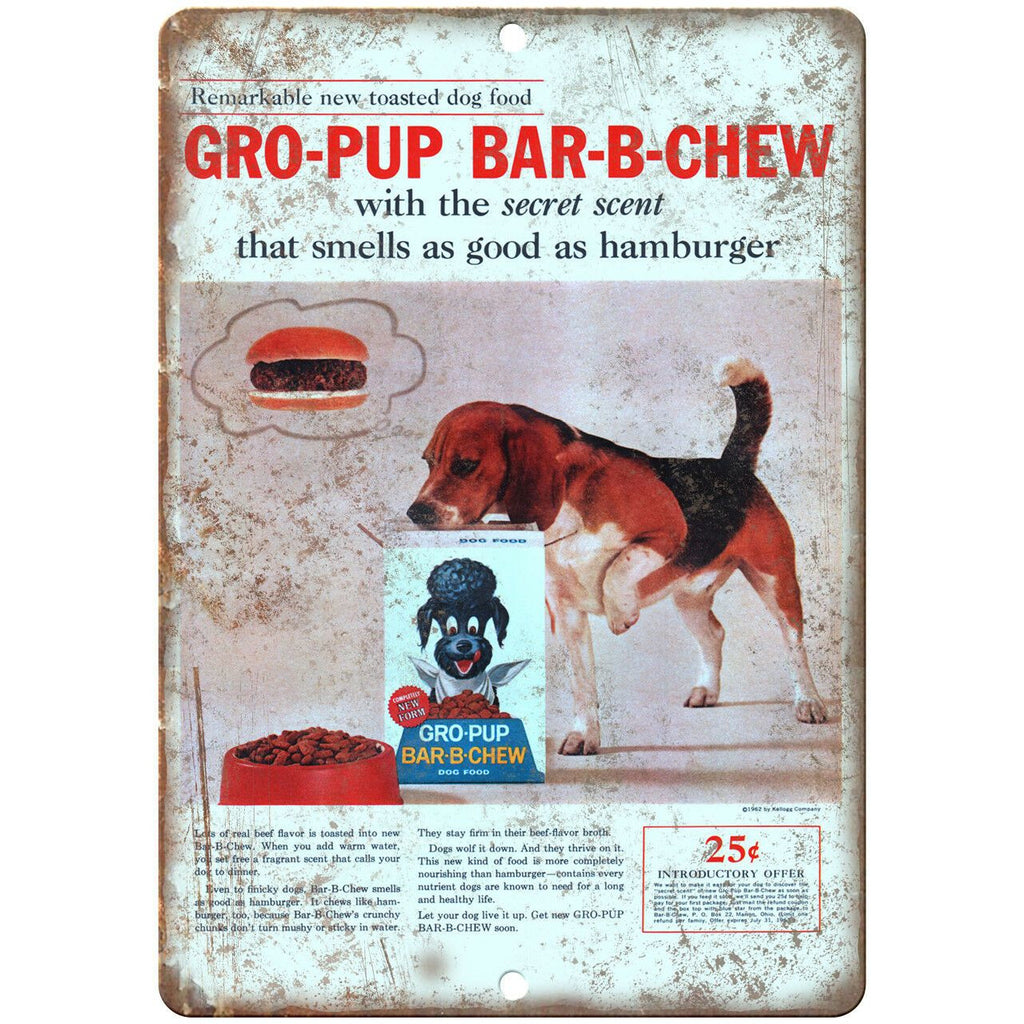 Gro-Pup Beagle Vintage Puppy Dog Food Ad 10" X 7" Reproduction Metal Sign N359