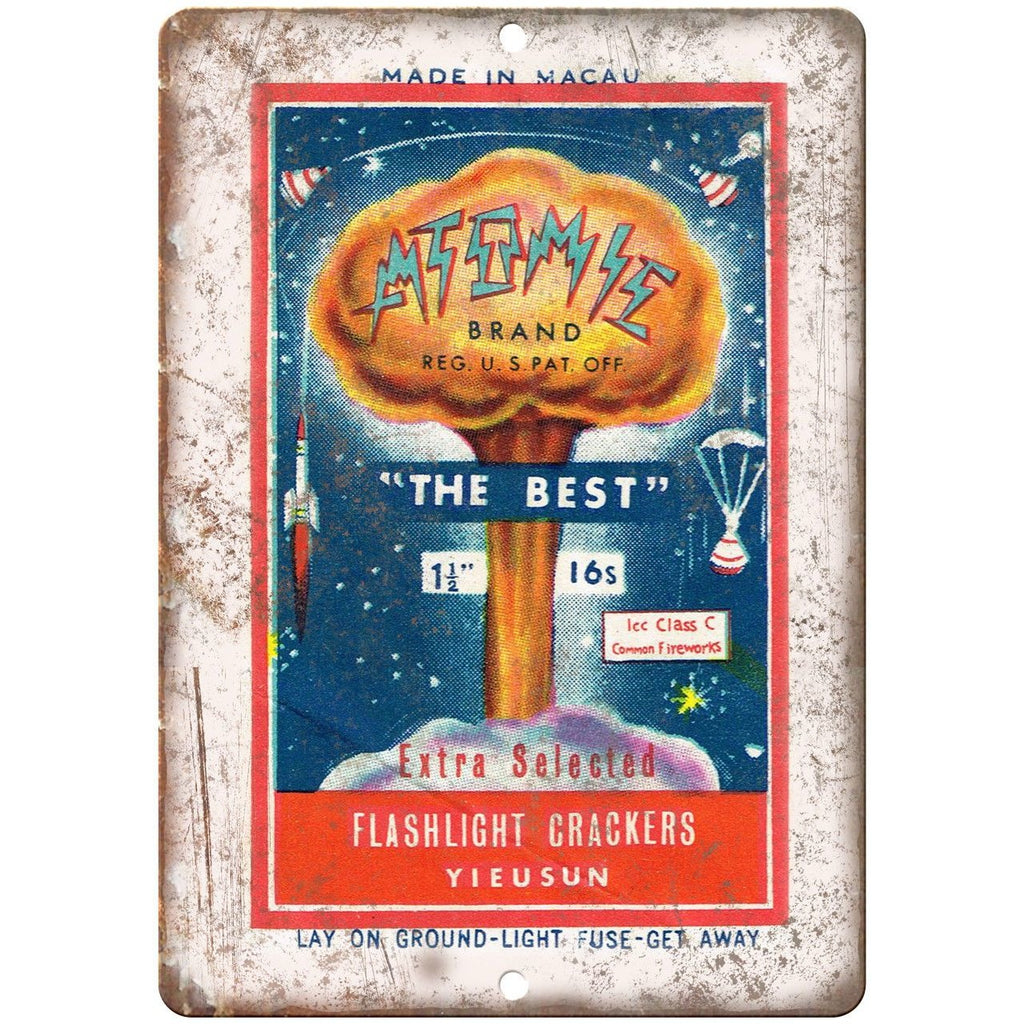 Atomic Brand Firework Package Art 10" X 7" Reproduction Metal Sign ZD86