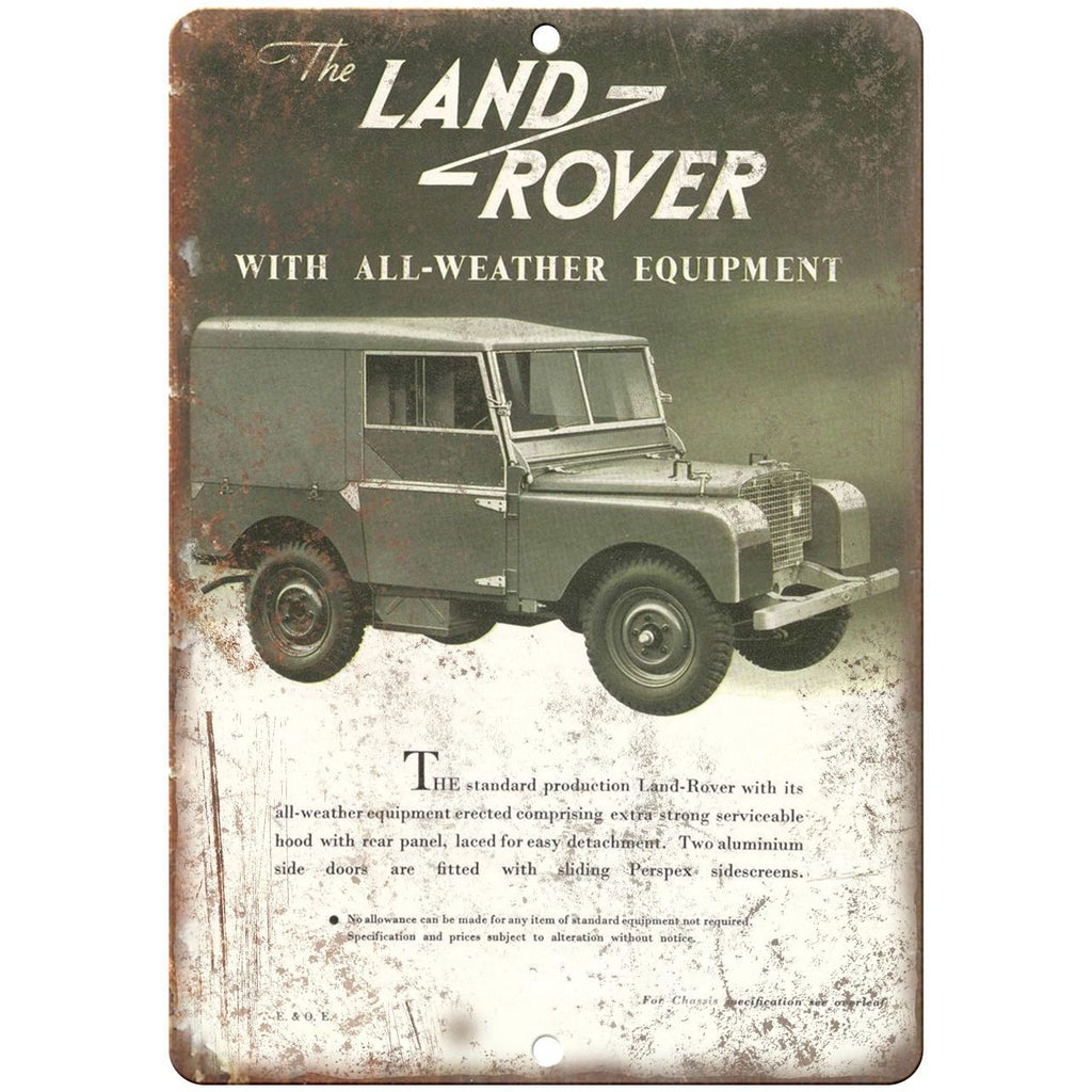 Land Rover Jeep Vintage Ad - 10" x 7" Retro Look Metal Sign