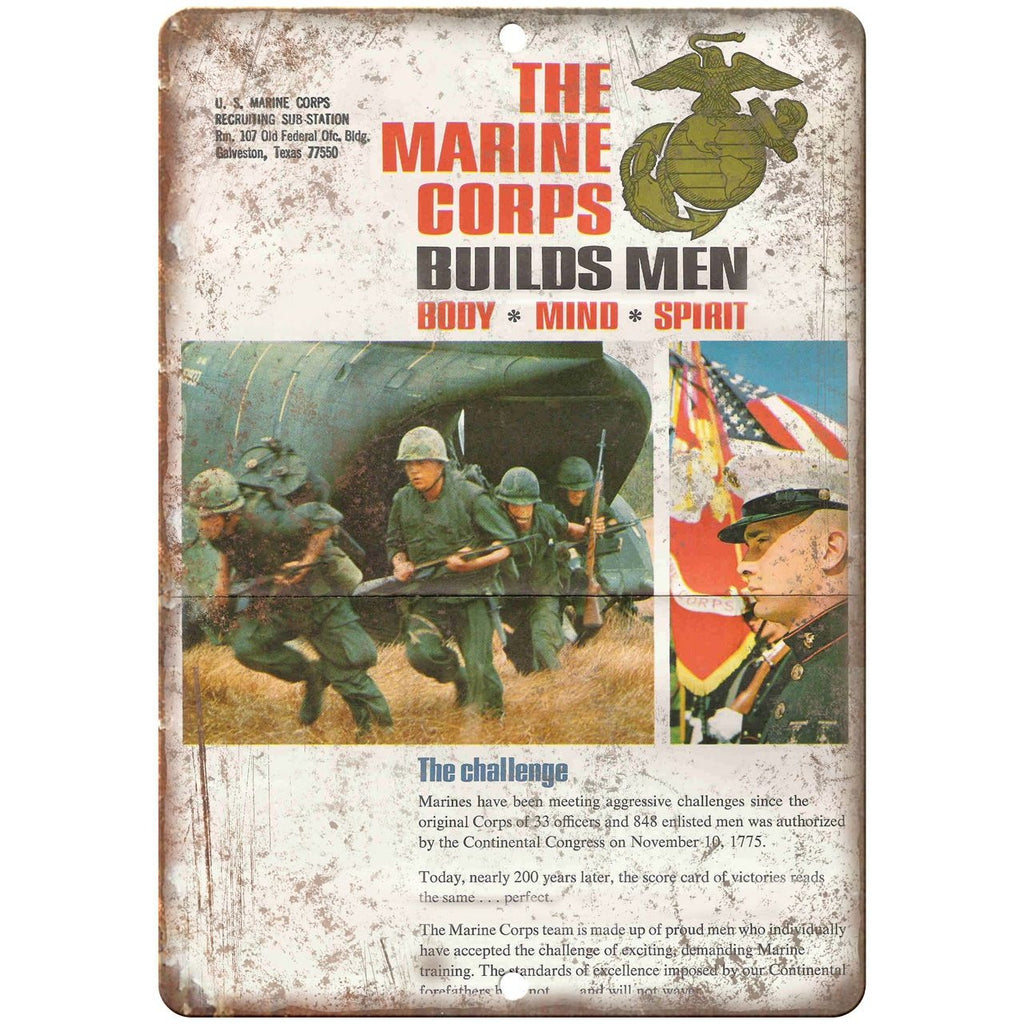 United States Marine Corps Recruitment Poster 10" x 7" reproduction metal sign