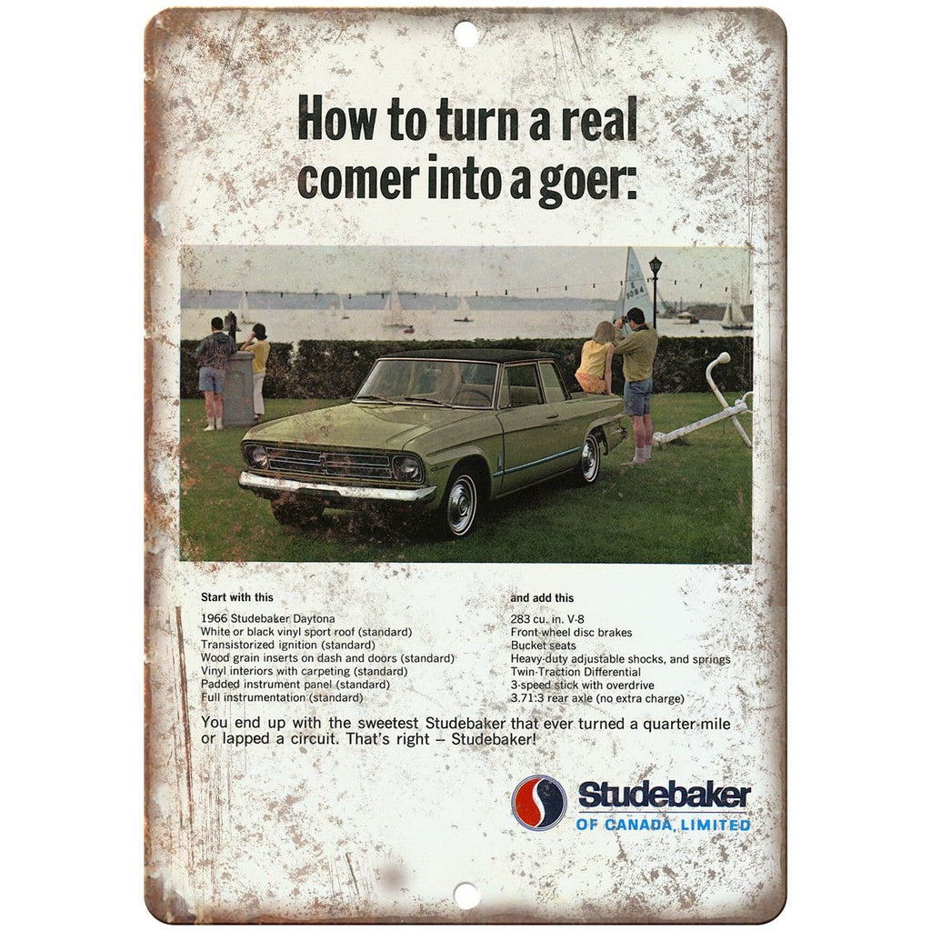 1966 Studebaker Daytona Vintage Car Ad 10" x 7" Reproduction Metal Sign A425
