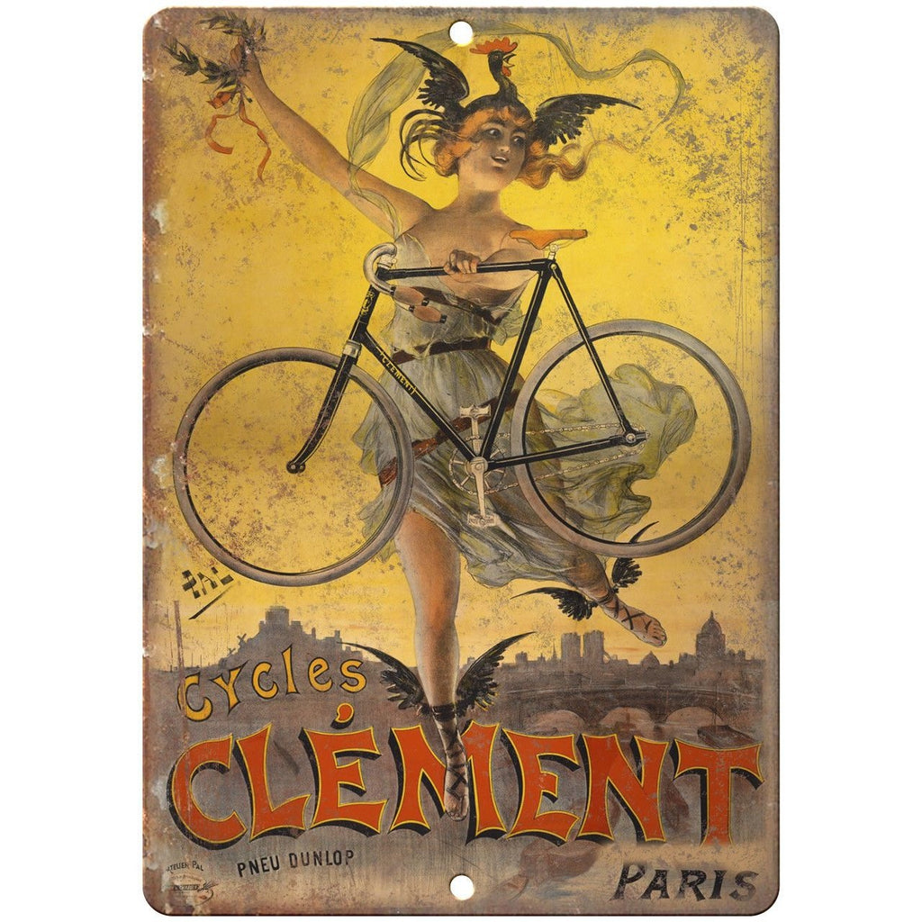 Cycles Clement Paris Vintage Bicycle Ad 10" x 7" Reproduction Metal Sign B225