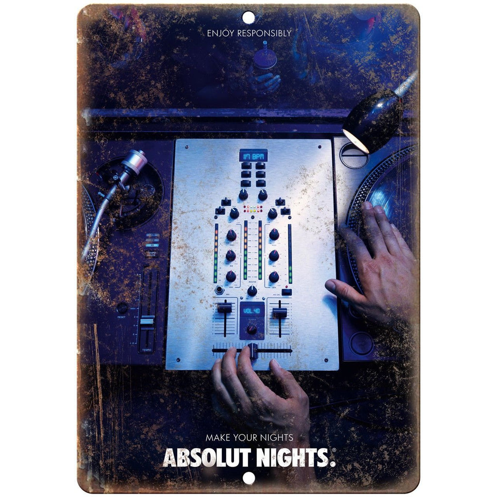 Absolut Vodka DJ Turntable Vintage Liquor Ad Reproduction Metal Sign E97