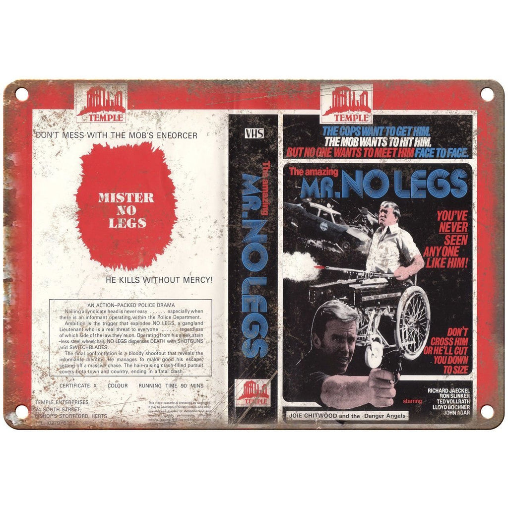 Mr. No Legs Temple Enterprises VHS Cover Art 10"X7" Reproduction Metal Sign V01