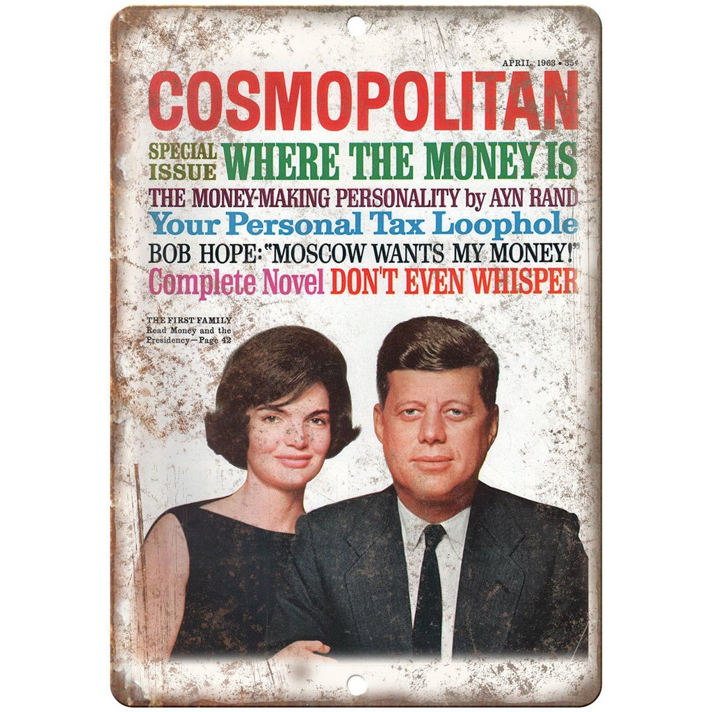 Cosmopolitan Magazine President JFK 1963 10" X 7" Reproduction Metal Sign ZC14