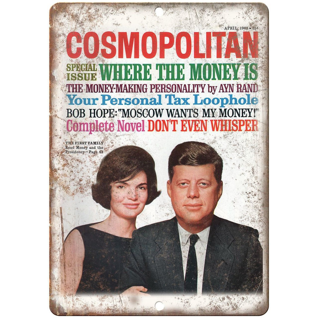 Cosmopolitan Magazine President JFK 1963 9" x 12" Reproduction Metal Sign ZC14