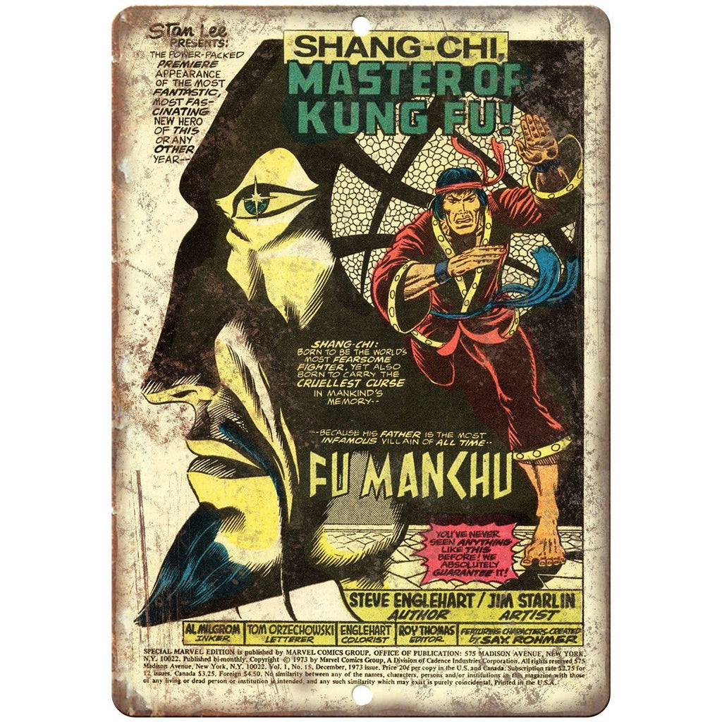 Shang-Chi Master Of Kung Fu Comic Cover Ad 10" x 7" Reproduction Metal Sign J684