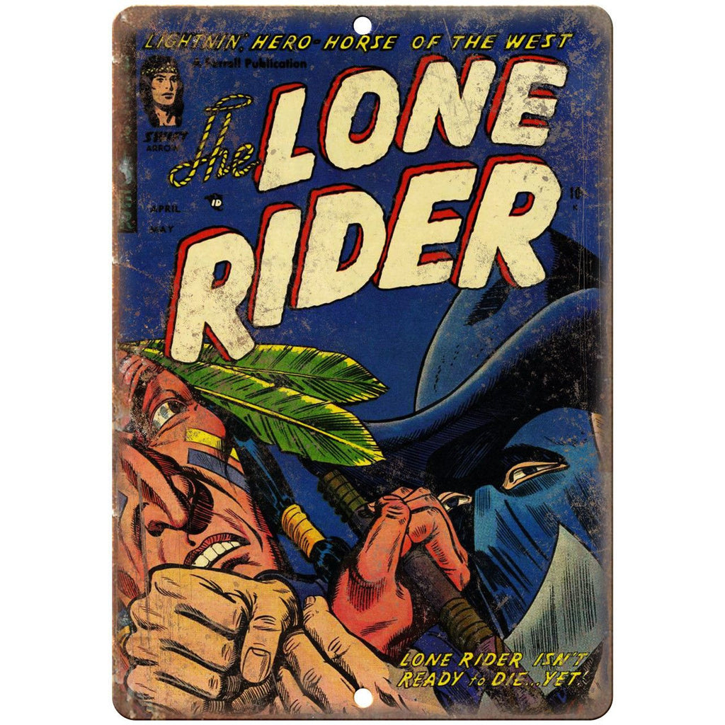 The Lone Rider Comic Book Cover Vintage Ad 10" x 7" Reproduction Metal Sign J672