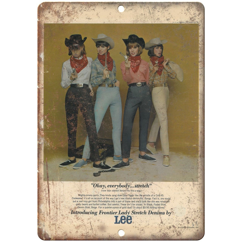 Lee Lady Stretch Denim Jeans Vintage Ad 10" X 7" Reproduction Metal Sign ZE23