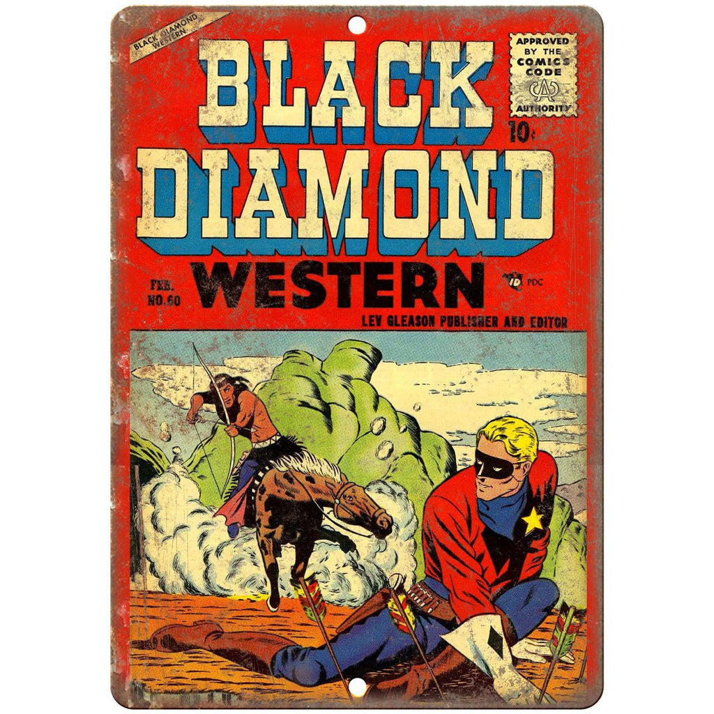 Black Diamond Western No 60 Comic Book Art 10" x 7" Reproduction Metal Sign J620