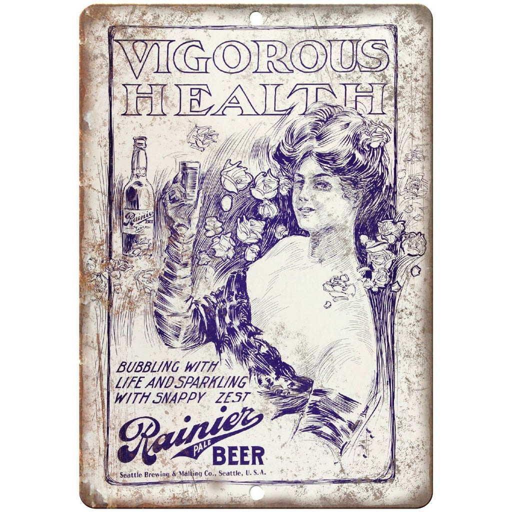 Rainier Pale Beer Vintage Beer Ad 9" x 12" Reproduction Metal Sign E238