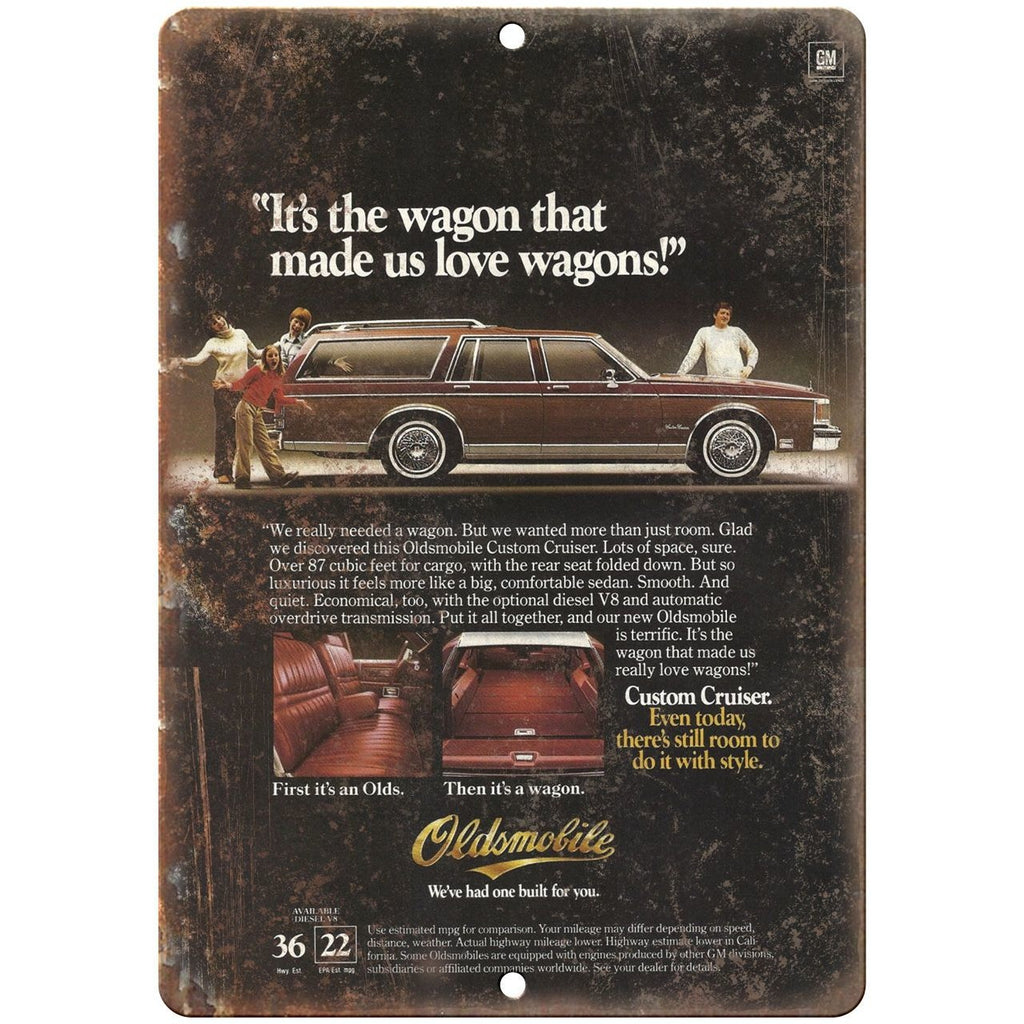 1982 Oldsmobile Custom Cruiser Wagon Car Ad 10" x 7" Reproduction Metal Sign