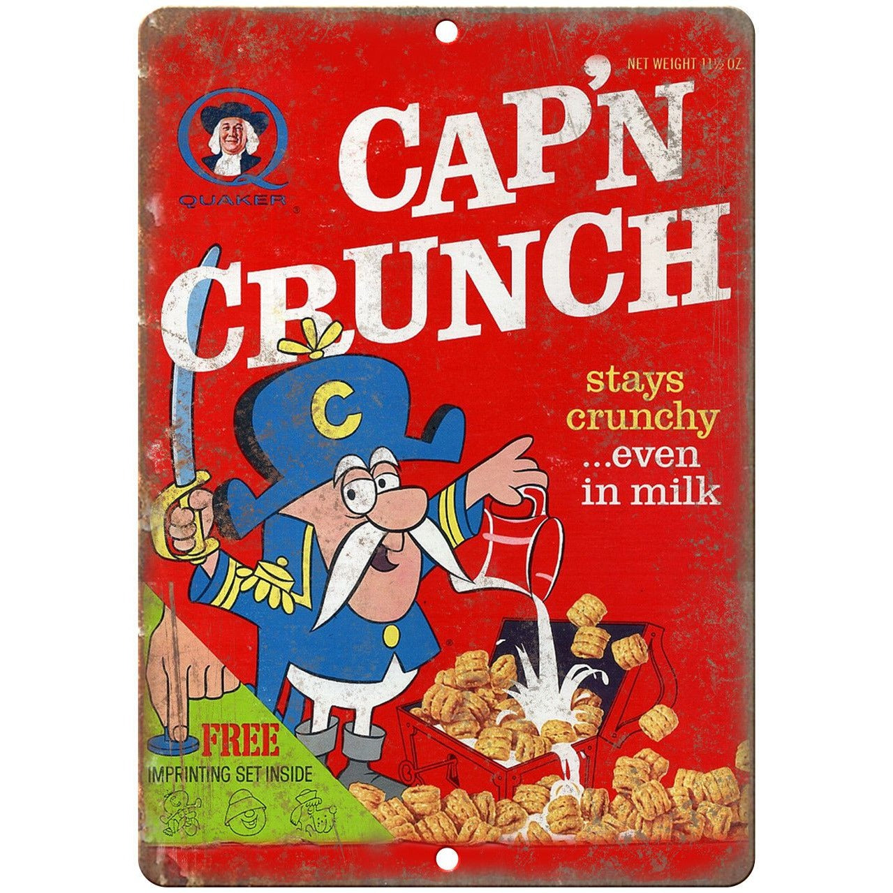 Cap'n Crunch Vintage Cereal Box Art 10 x 7 Reproduction Metal