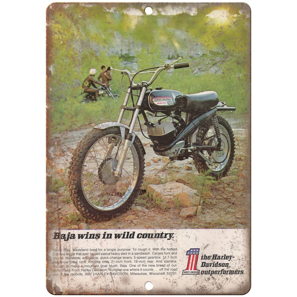 Harley Davidson Baja Vintage Ad 10" x 7" Reproduction Metal Sign A378