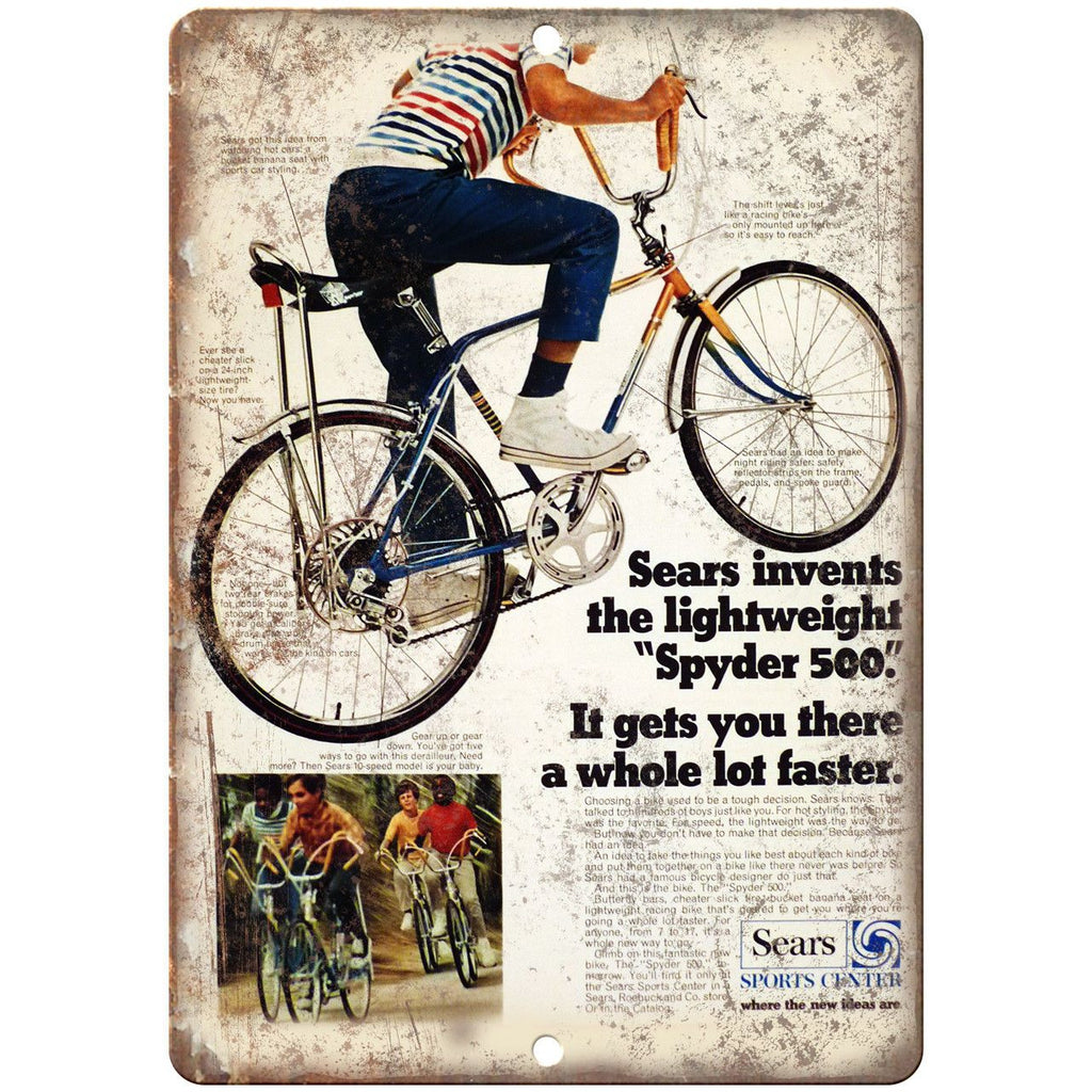 Spyder 500 BMX Bicycle Sears Sports Ad 10" x 7" Reproduction Metal Sign B461
