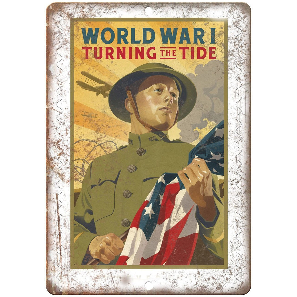 World War 1 Turning the Tide Propoganda 10" x 7" Reproduction Metal Sign M16