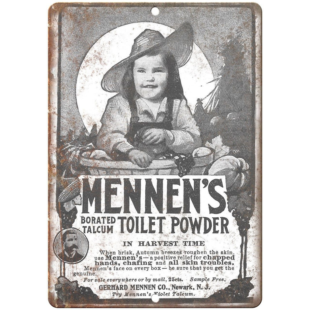 Mennen's Toilet Powder Vintage Ad 10" X 7" Reproduction Metal Sign ZF103