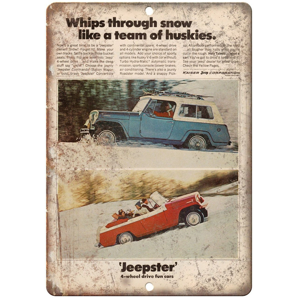 Kaiser Jeep Corporation Jeepster 4-wheel 10" x 7" Reproduction Metal Sign A89