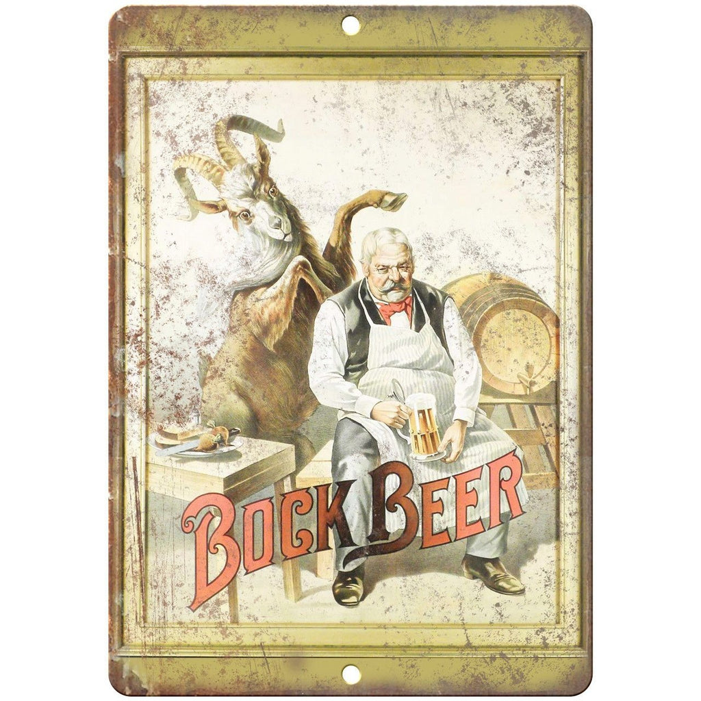 Bock Beer Vintage Pub Man Cave Vintage Ad 10" x 7" Reproduction Metal Sign E206
