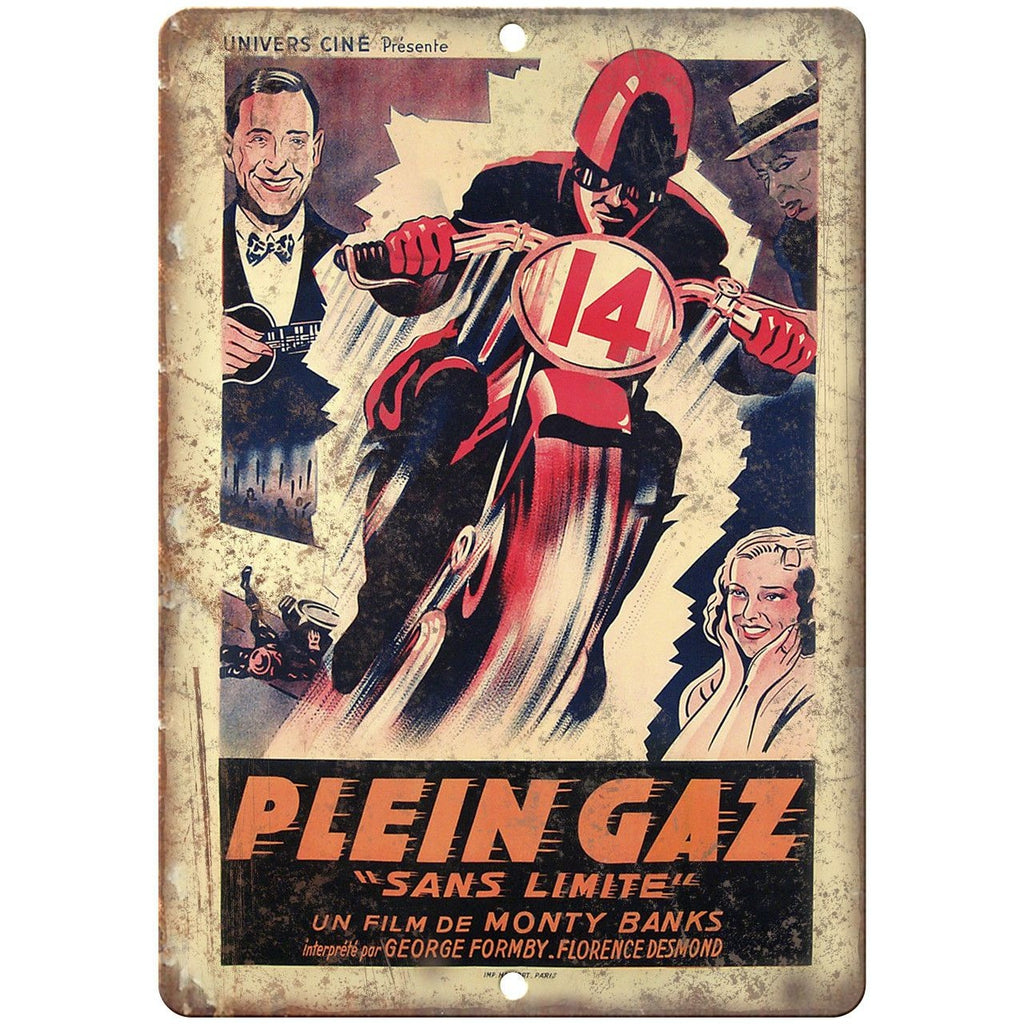 Plein Gaz Sans Limite Motorcycle Ad 10" x 7" Reproduction Metal Sign F48