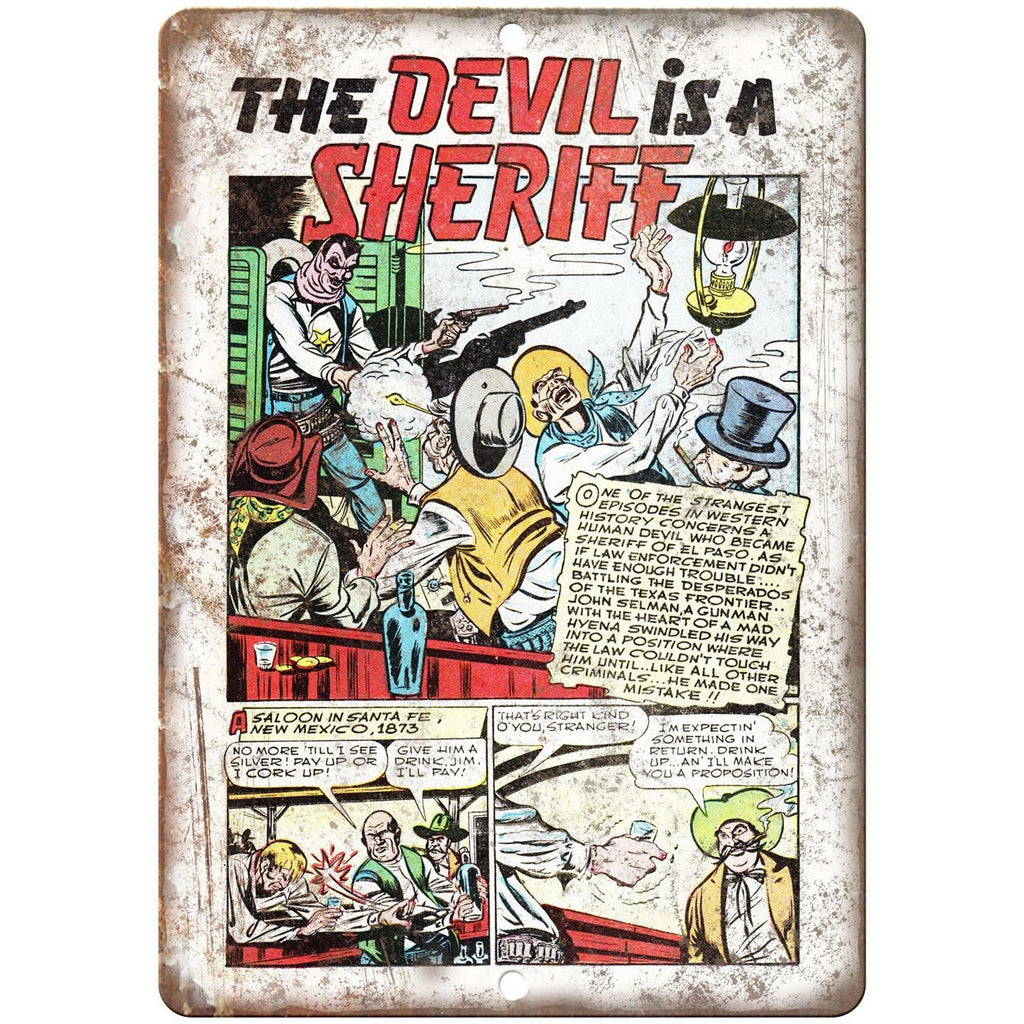 Ace Comic Strip The Devil is a Sheriff 10" X 7" Reproduction Metal Sign J367