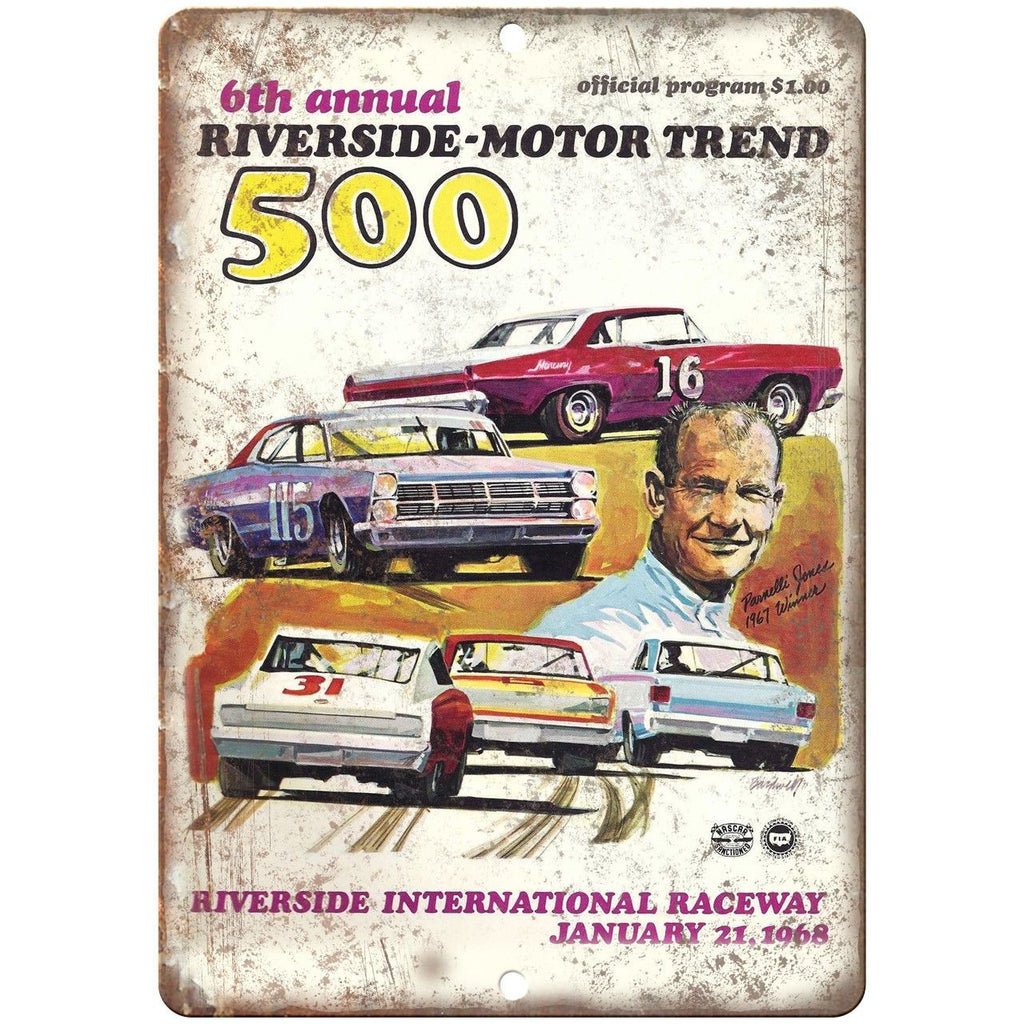 Riverside Motor Trend 500 Raceway Ad 9" x 12" Reproduction Metal Sign A620