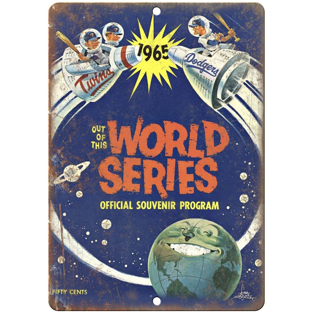 1965 World Series Twins vs. Dodgers Scorecard 10"x7" Reproduction Metal Sign X23