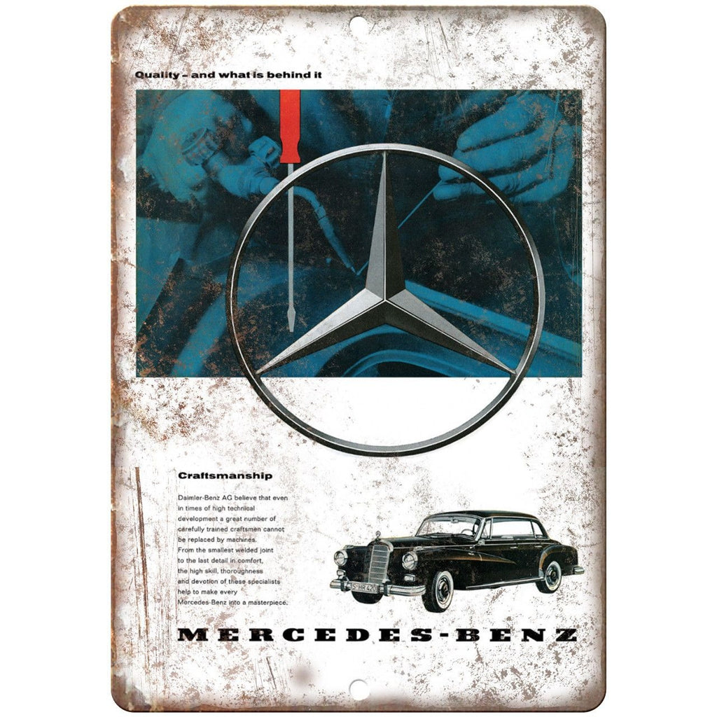 Mercedes Benz Road & Track Vintage Auto Ad 10" x 7" Reproduction Metal Sign A277